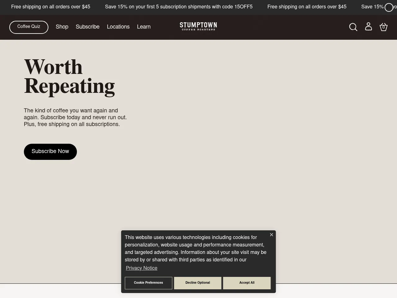 Stumptown Coffee Roasters Screenshot
