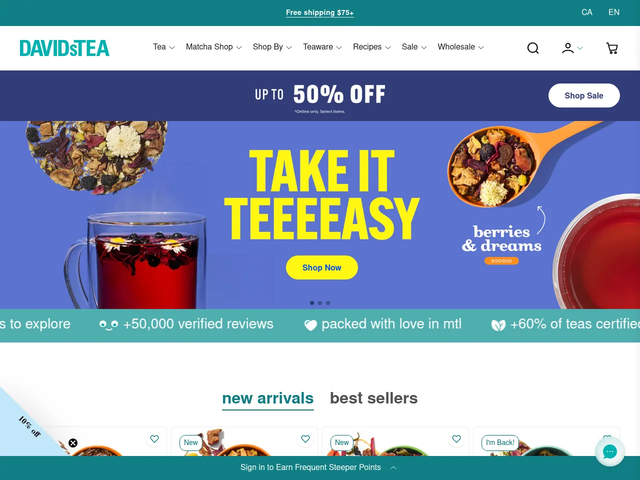 DAVIDsTEA Screenshot
