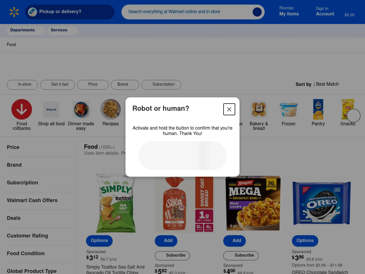 Walmart Grocery Screenshot