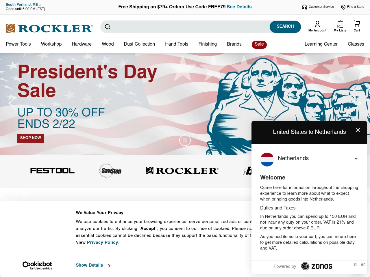 Rockler Woodworking Screenshot