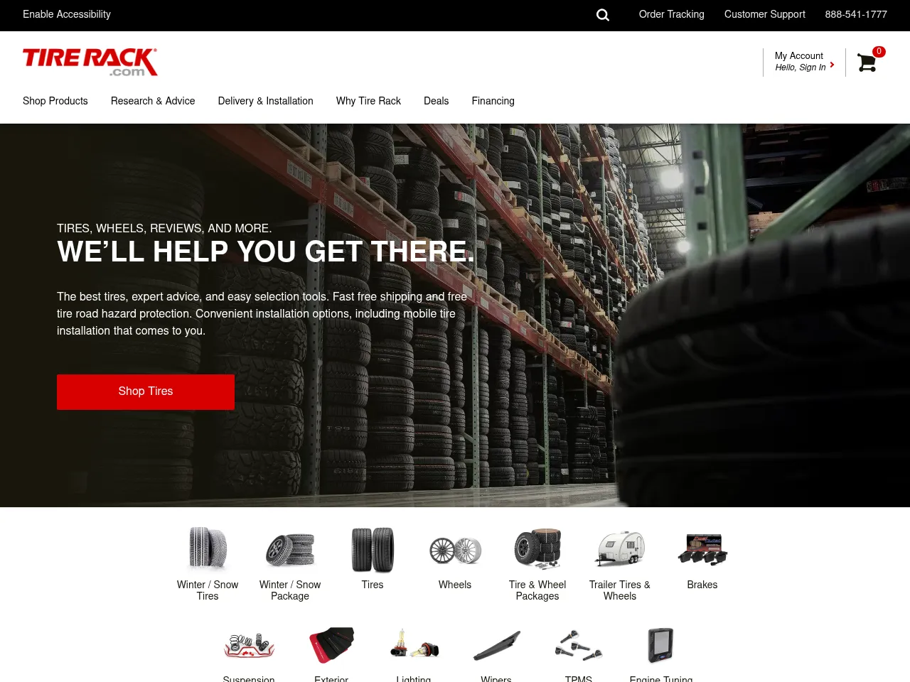 Tire Rack Screenshot