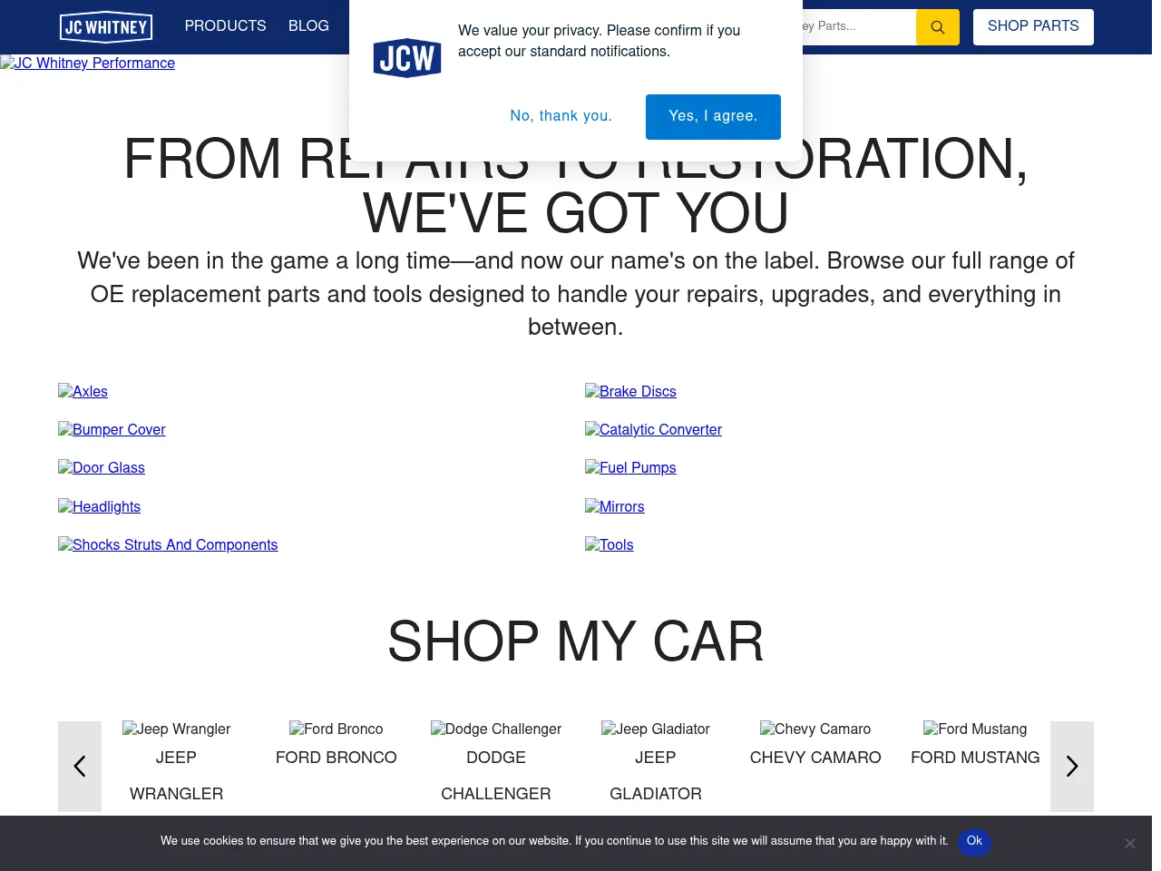 JC Whitney Screenshot