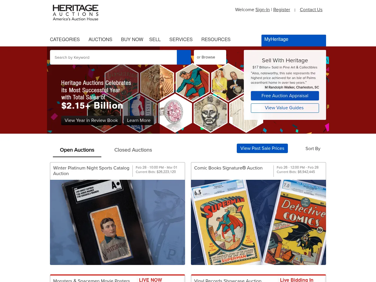 Heritage Auctions Screenshot