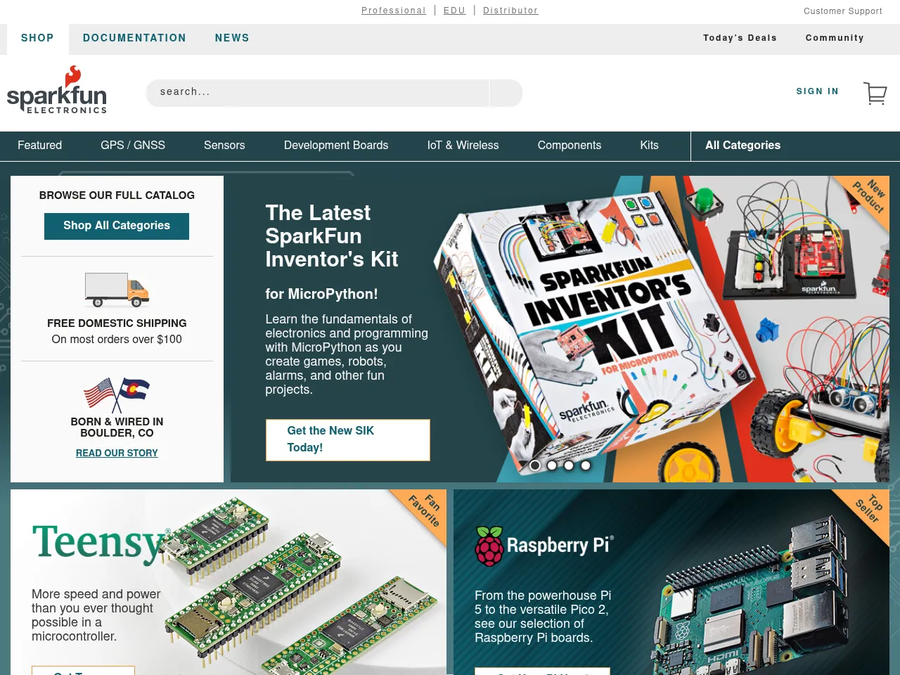 SparkFun Electronics Screenshot